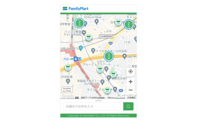ファミペイ地図検索画面1