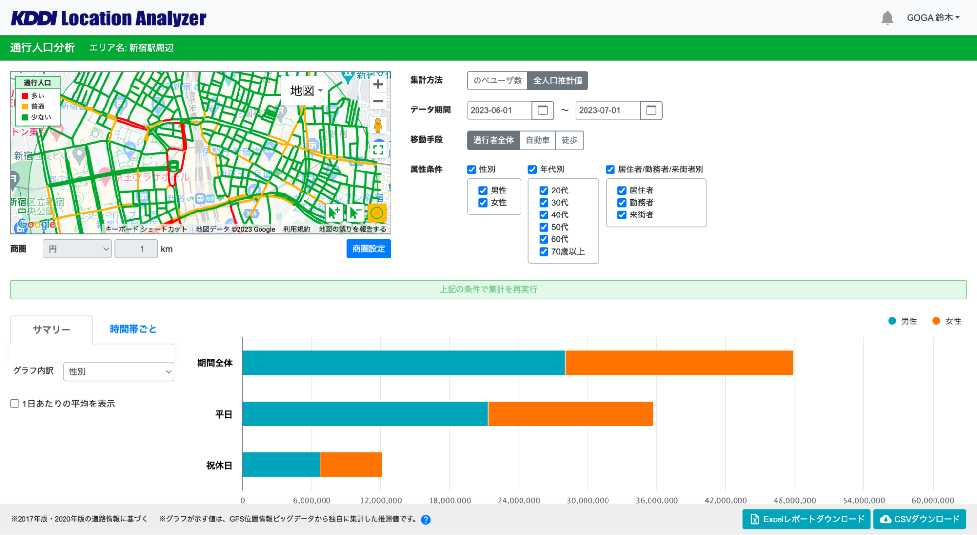 KDDI Location Analyzer 画面イメージ